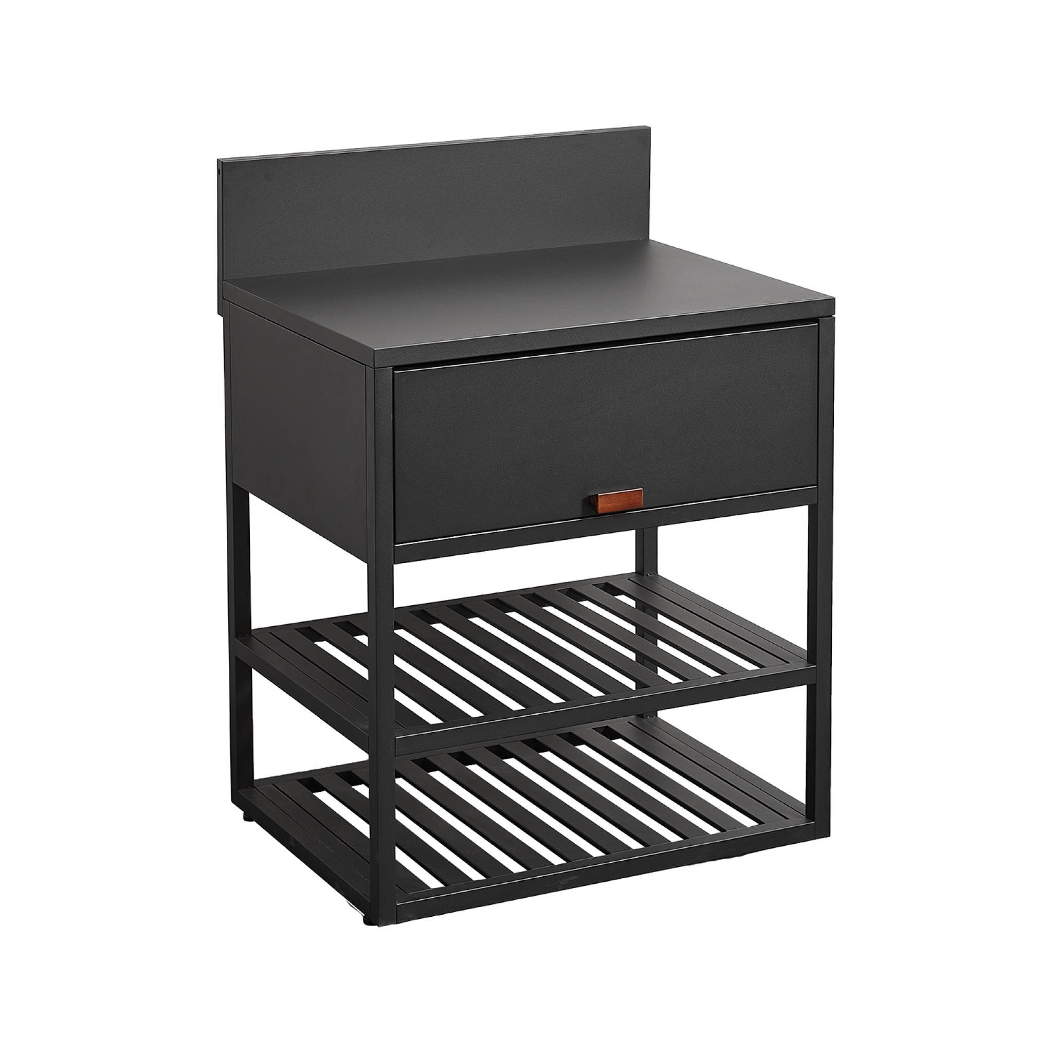 Module de cuisine extérieure acier 1 armoire 2 étagères L80cm THIRA