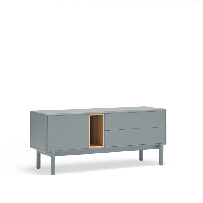 Mueble de televisión Corvo 1 puerta y 2cajones de 140cm gris perla