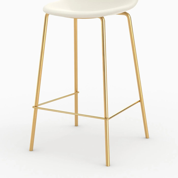 Chaise pour îlot central en cuir synthétique blanc 65 cm, pieds dorés - Henrik