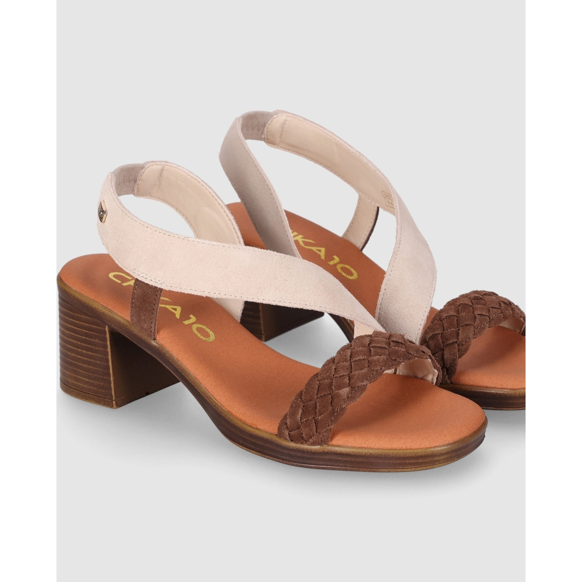 Sandalias de Serraje - Multi Marron - Tacón: 6 cm