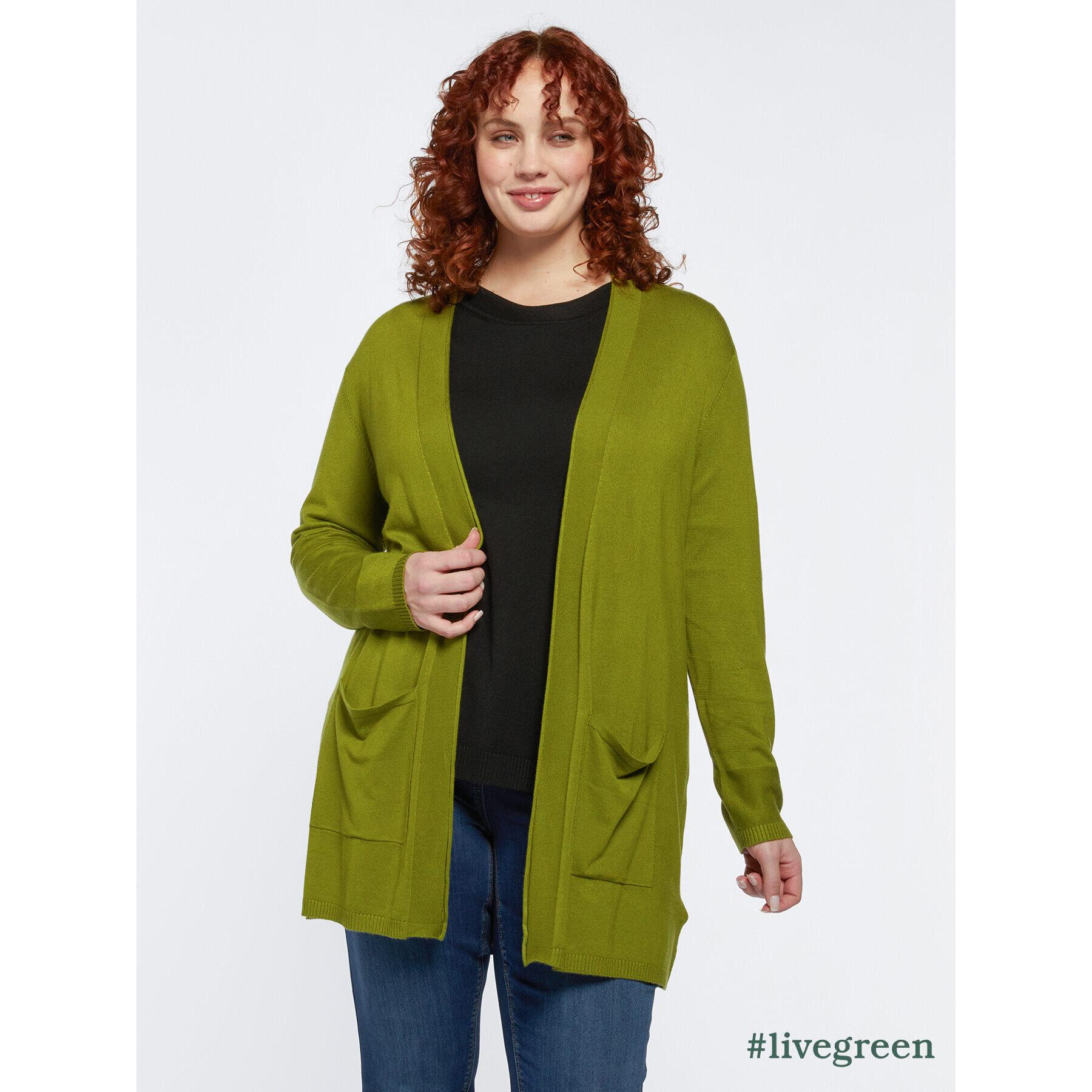 Fiorella Rubino - Cardigan lungo aperto davanti in viscosa ECOVERO™ - Verde