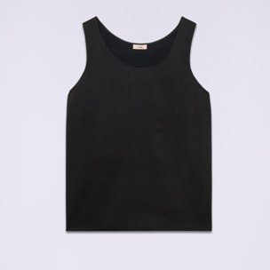 Oltre - Top bimaterial de color liso - Negro