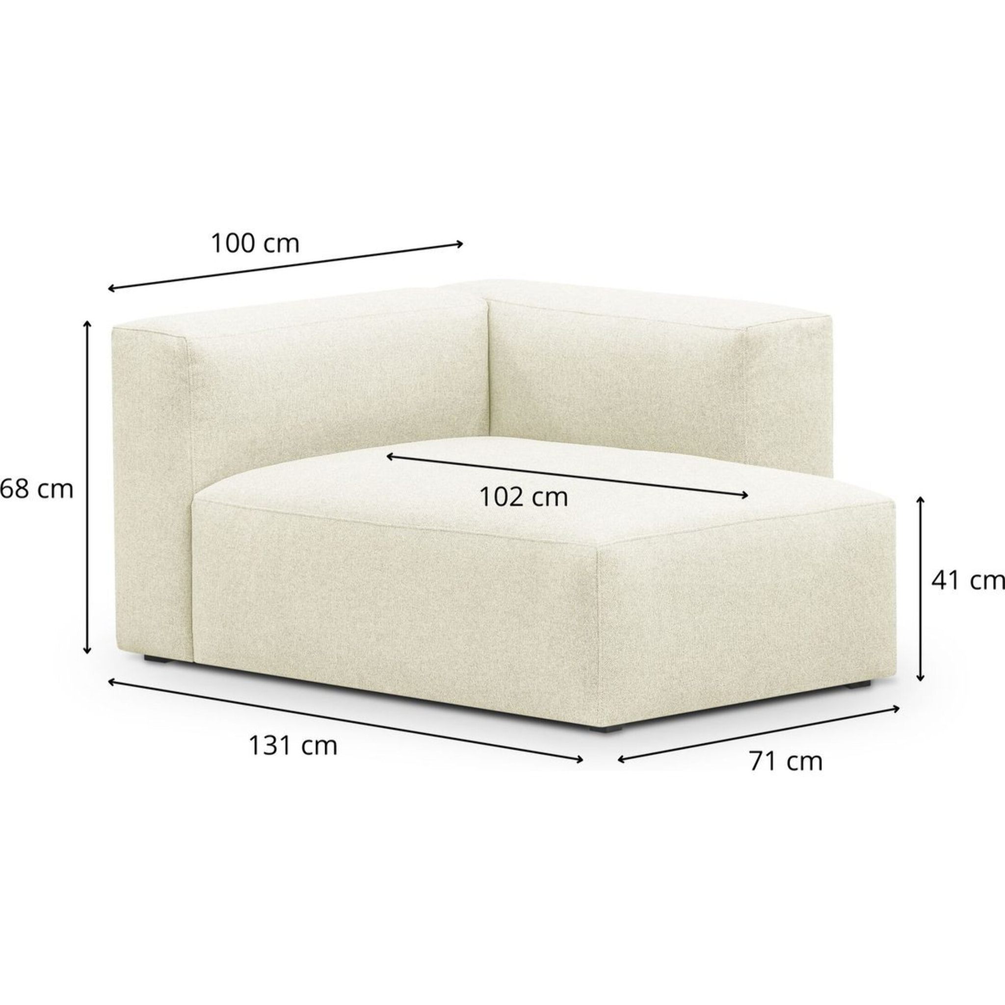 Méridienne d'angle à droite modulable en tissu - MODULO NEW