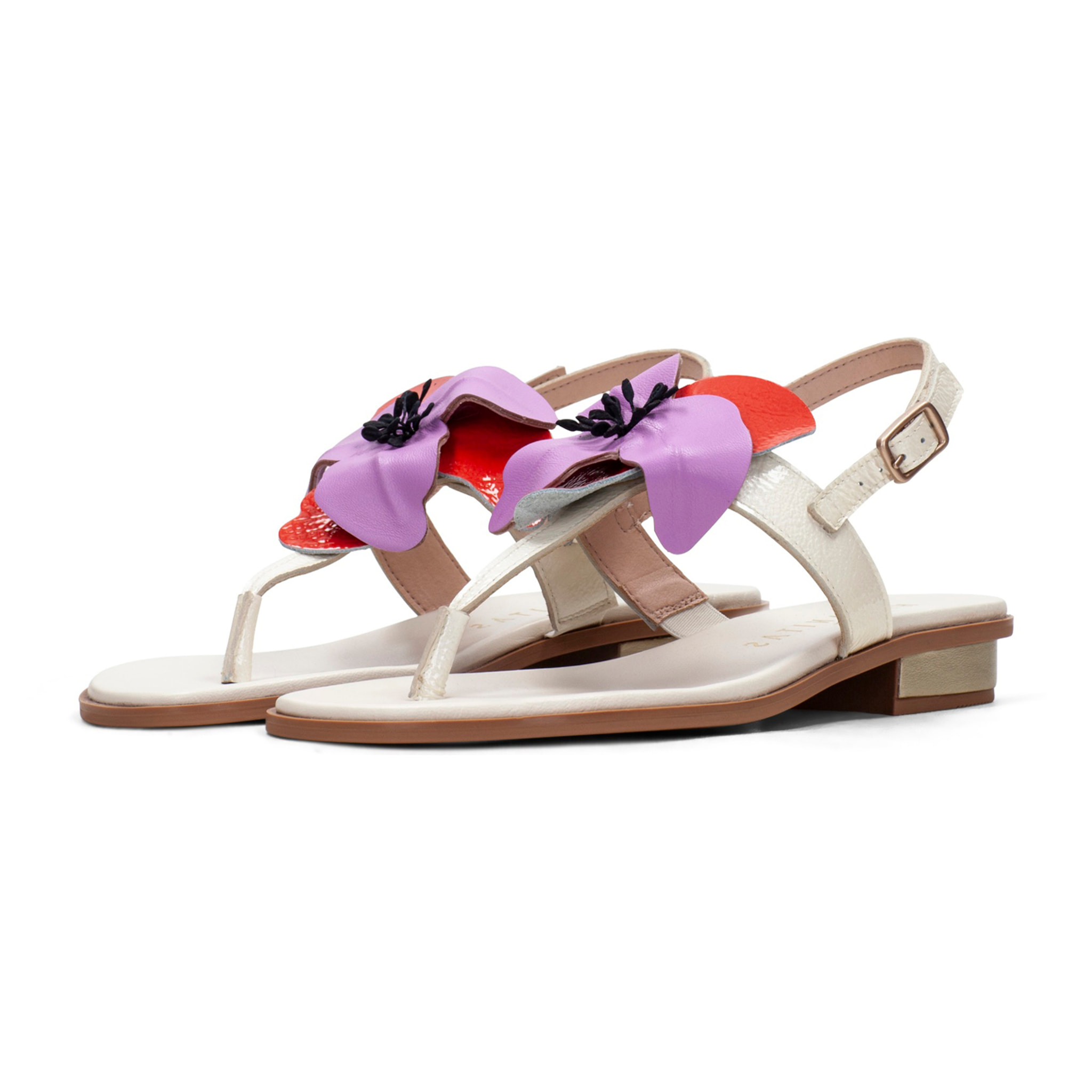 Sandalia Plana Ibiza Crema violet 2,5 cm