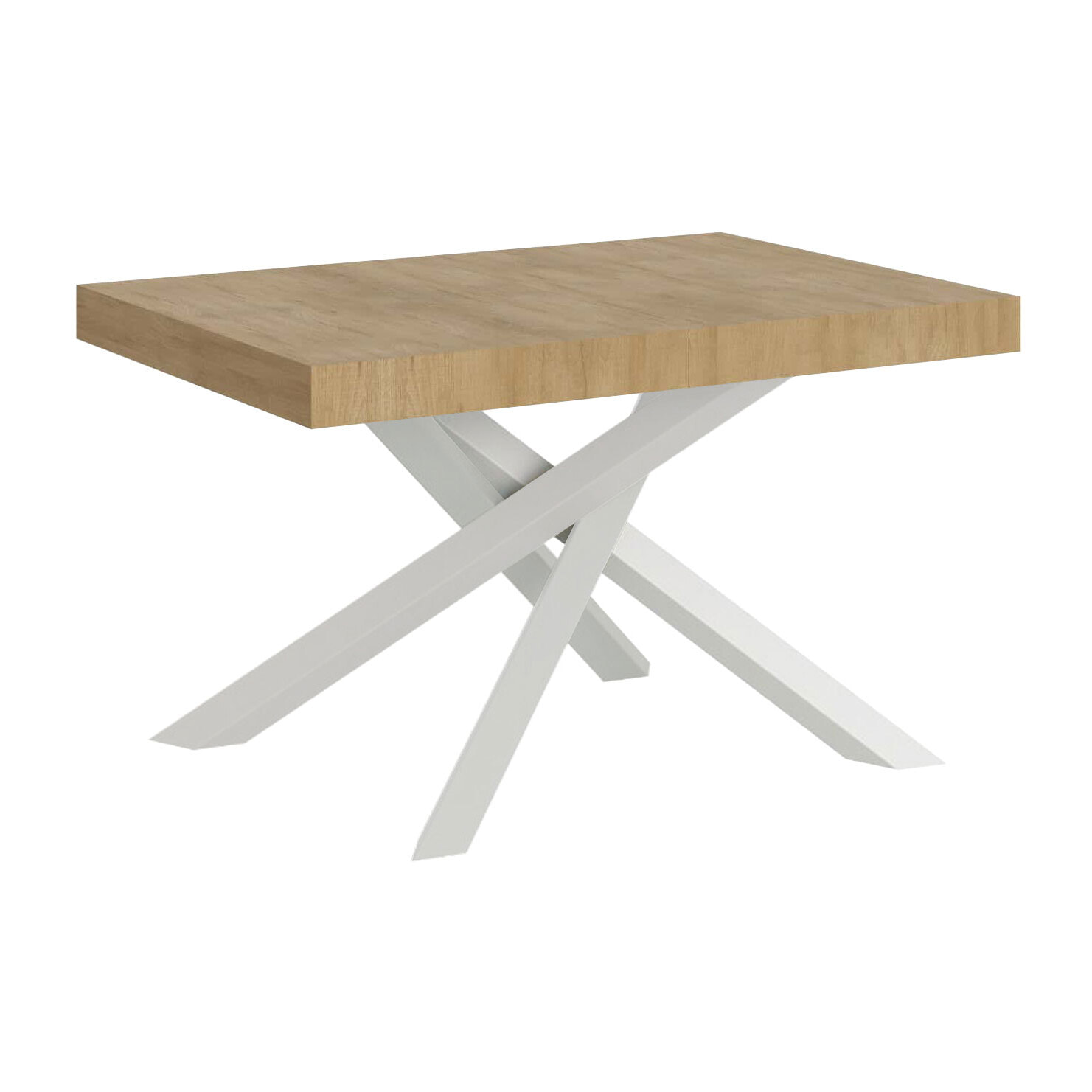 Mesa extensible 90x130/390 cm Volantis Roble Natural estructura blanco