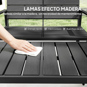 Conjunto de Muebles de Jardín para 4 Personas, Sofá de Jardín de 4 Piezas con Sofá de 2 Plazas, 2 Sillones, Mesa de Centro, Estructura Metálica, Negro