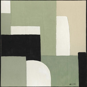 Toile peinte encadrée Giacomo vert Kaki 100x100cm