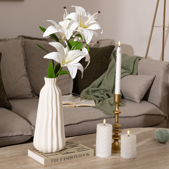 Tige de 4 lys artificielle "Jago" blanc H80cm