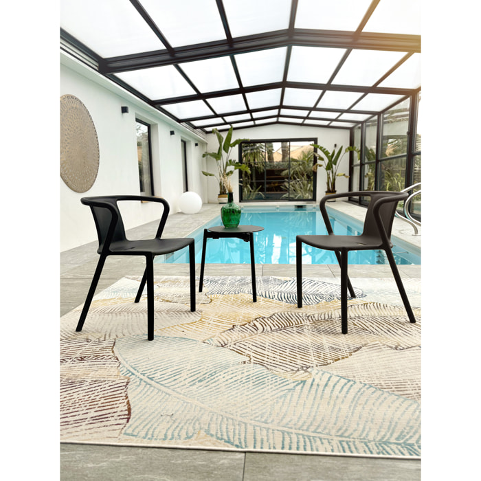 DIEGO - Lot de 2 fauteuils de jardin empilables en Polypropylène noir