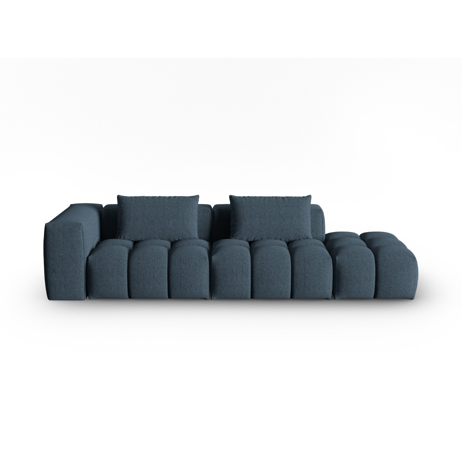 Canapé modulable droit "Lorella" 3 places en tissu structurel bleu foncé