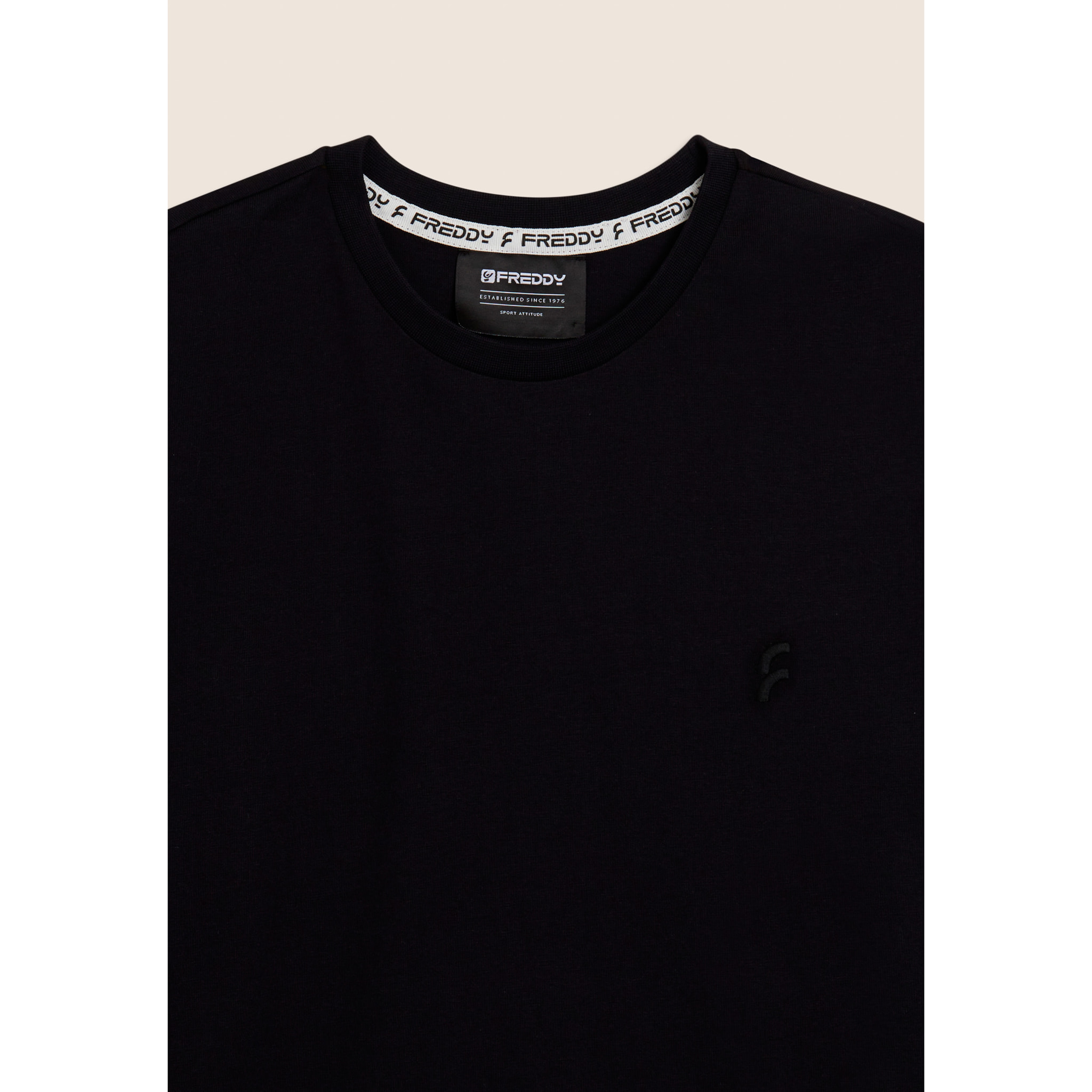 T-shirt manica lunga in cotone con logo ricamato