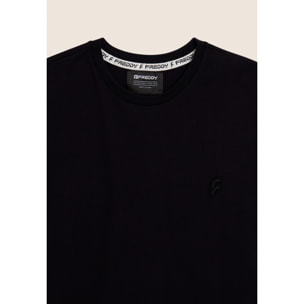 T-shirt manica lunga in cotone con logo ricamato