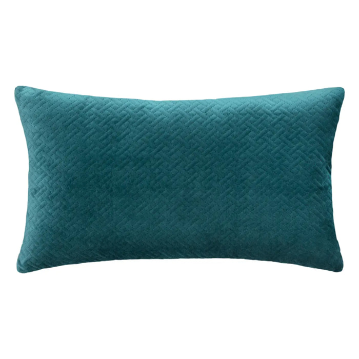 Coussin "Dolce" - velours embossé - bleu canard 38x58 cm