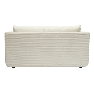 Canapé convertible 2 places en tissu velours côtelé beige LEON