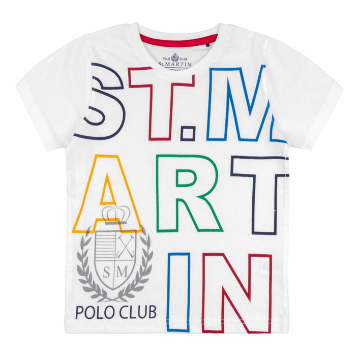 T-shirt maniche corte con stampa logo multicolor