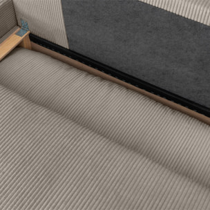 Banquette canapé d'angle gauche convertible 3 places velours côtelé avec coffre NELSON