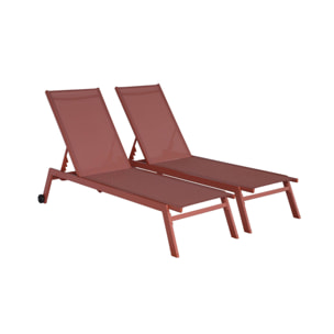 Bain de soleil aluminium multi positions à roulettes (lot de 2) ELSA