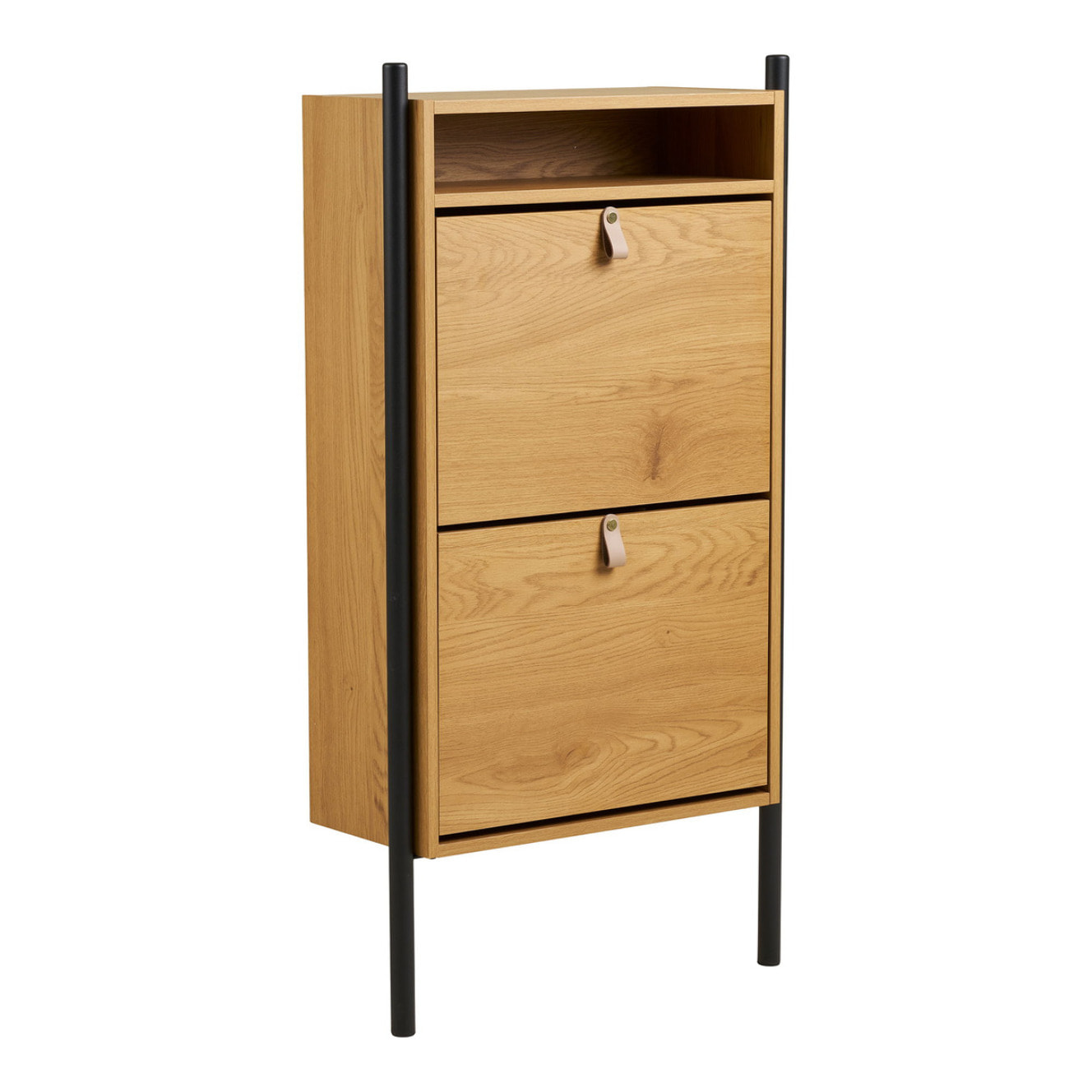 Scarpiera Barco in effetto rovere con struttura in acciaio 62x26x118 cm