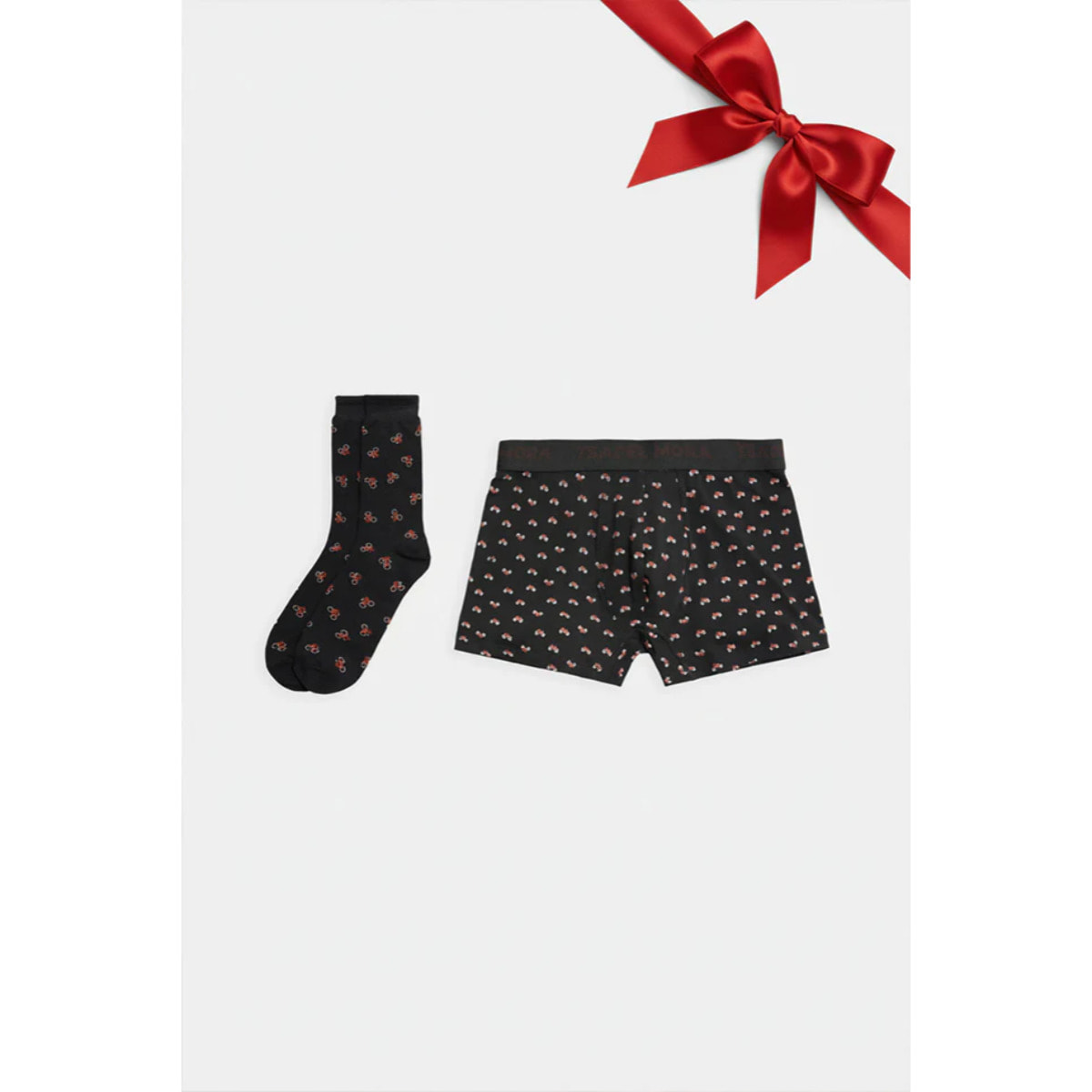 Confezione di boxer e calzini con stampa motociclistica