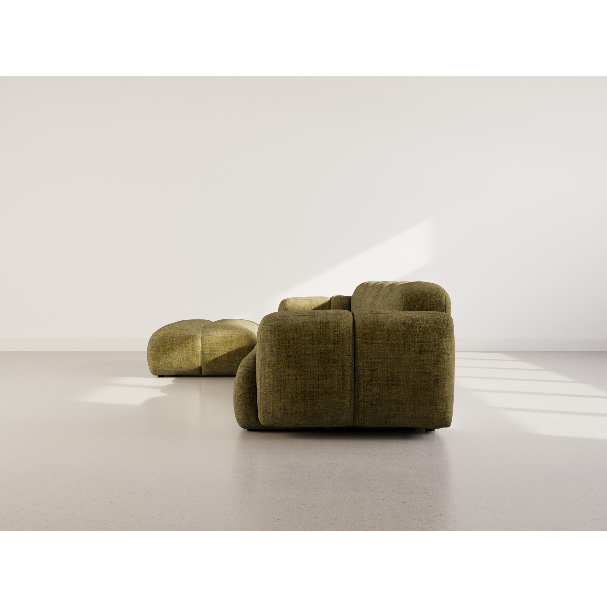 Grace - canapé modulable d'angle réversible 4 places en velours texturé - Vert Olive