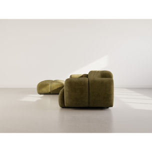 Grace - canapé modulable d'angle réversible 4 places en velours texturé - Vert Olive