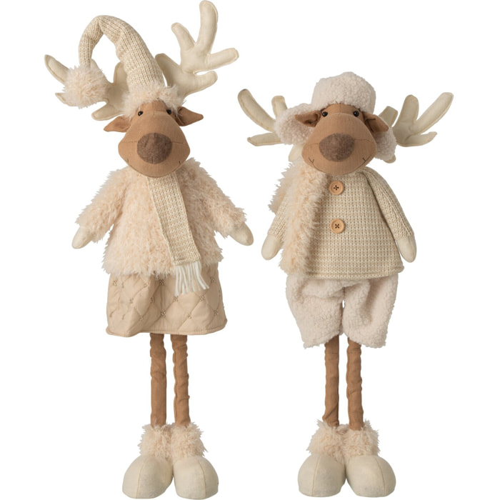 J-Line Renne télescopique - polyester - beige - assortiment de 2