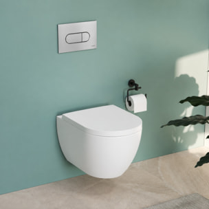 Pack WC suspendu sans bride M60 VortexFlush Round + abattant frein de chute + Bâti support autoportant + Plaque Chromé