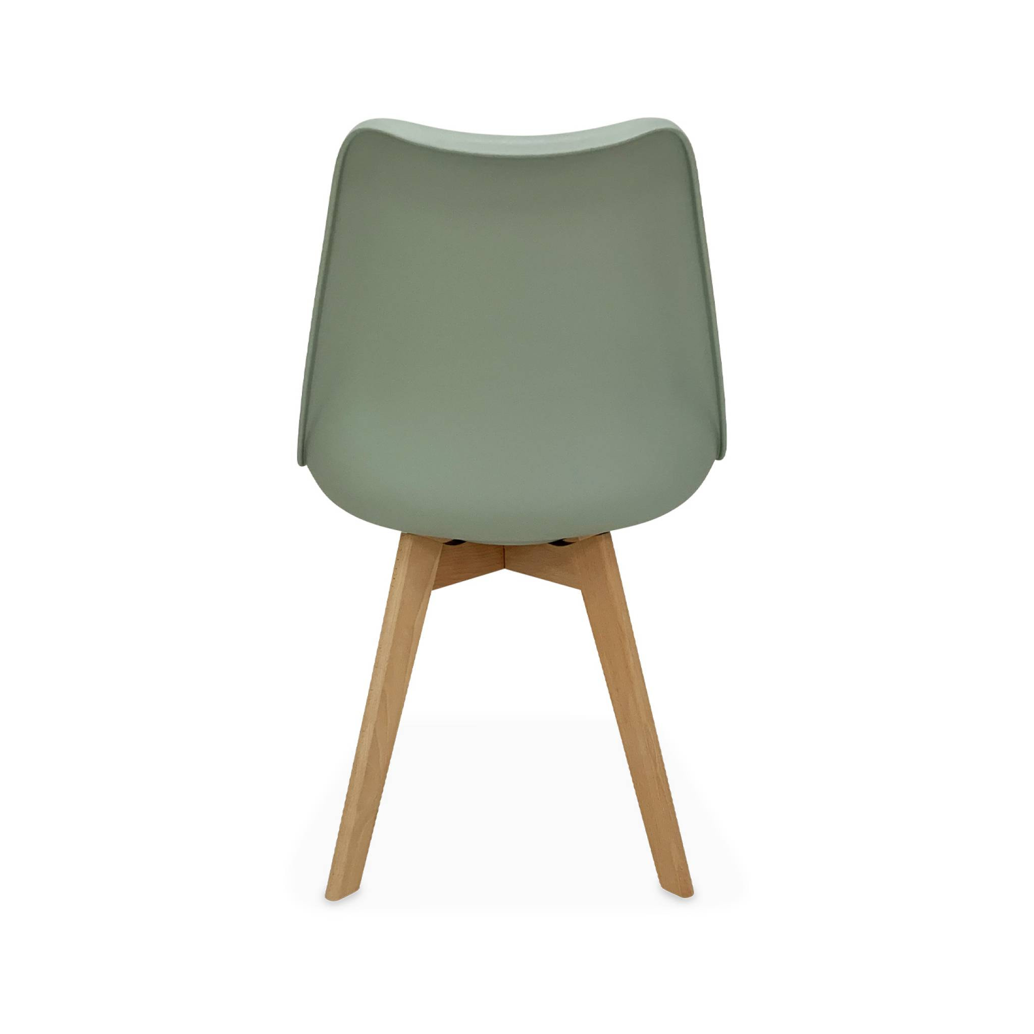 Lot de 4 chaises scandinaves. pieds bois de hêtre. chaises 1 place. vert céladon