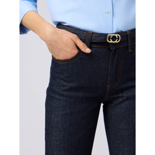 Oltre - Vaqueros regulares en denim lavado - Azul