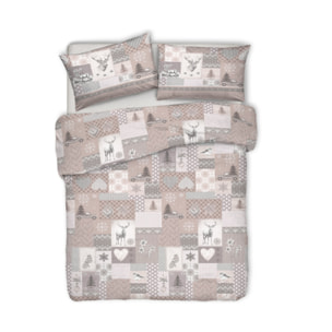 Parure Copripiumino in 100% Cotone Made In Italy Alpi Beige