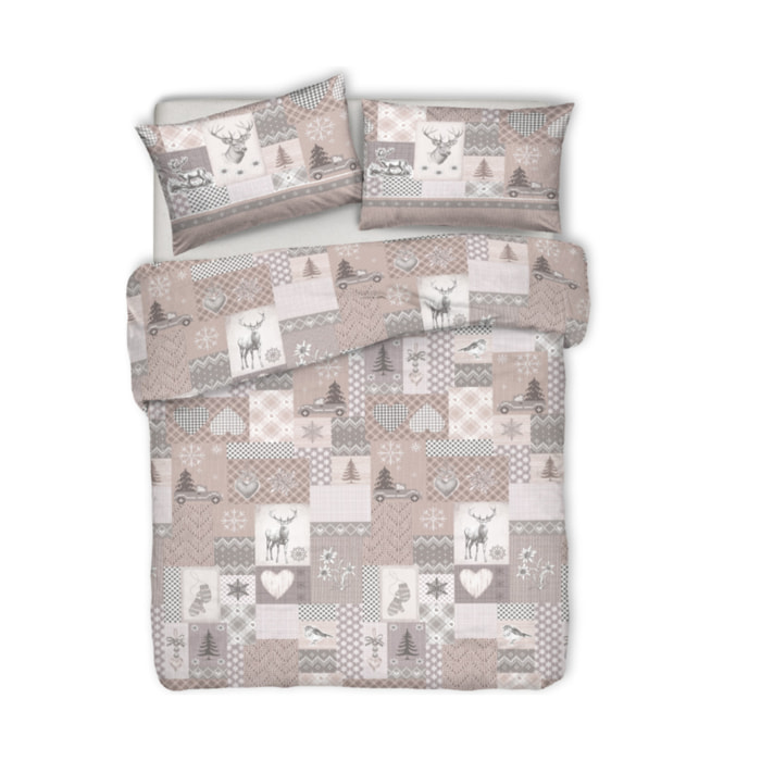 Parure Copripiumino in 100% Cotone Made In Italy Alpi Beige