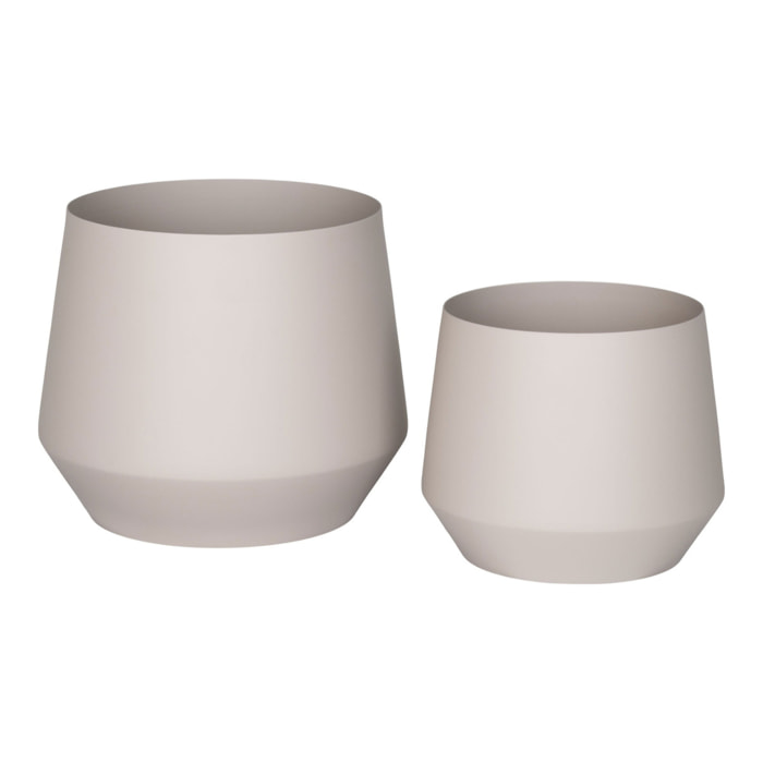 Set 2 Portavasi Trofa in Acciaio Color Sabbia — Ø20×16 e Ø25×21 cm