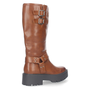 Bota Motera con Tacón Bajo y Plataforma