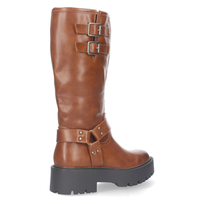 Bota Motera con Tacón Bajo y Plataforma