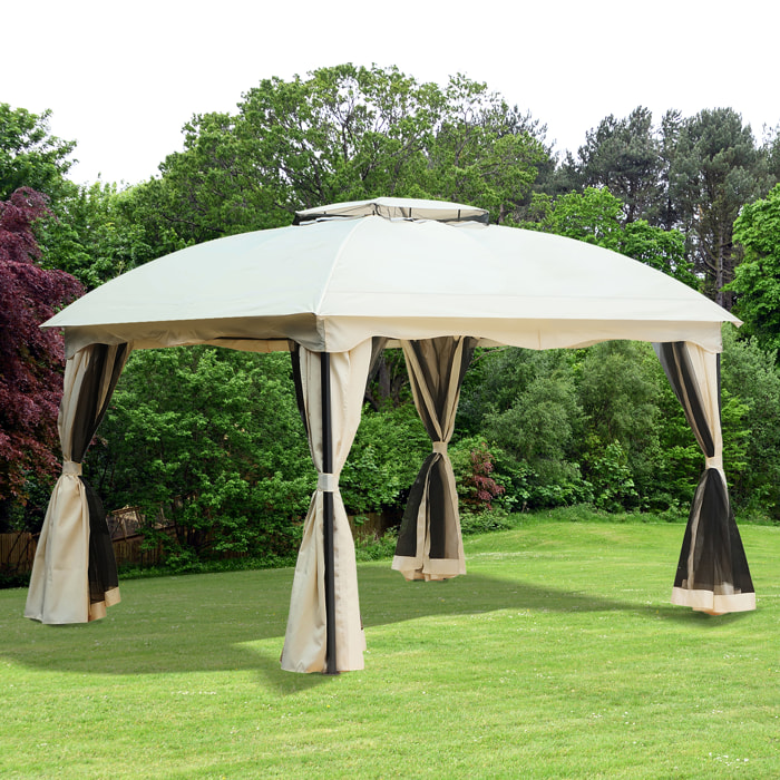 Cenador con Techo Gazebo Pabellón Exterior 3x3.65x2.75m con Pared Lateral
