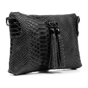 Savina Bolso bandolera Mujer.Piel auténtica Gamuza Grabado Serpiente