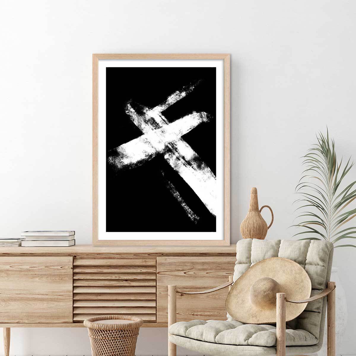 Affiche Croix épreuve négative Affiche sous cadre bois