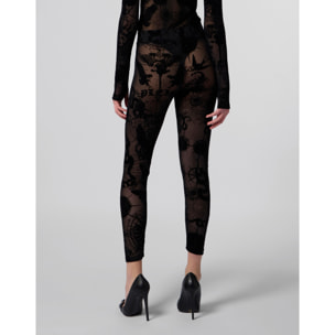PHILIPP PLEIN Tulle Leggings Flock Butterfly Tattoo