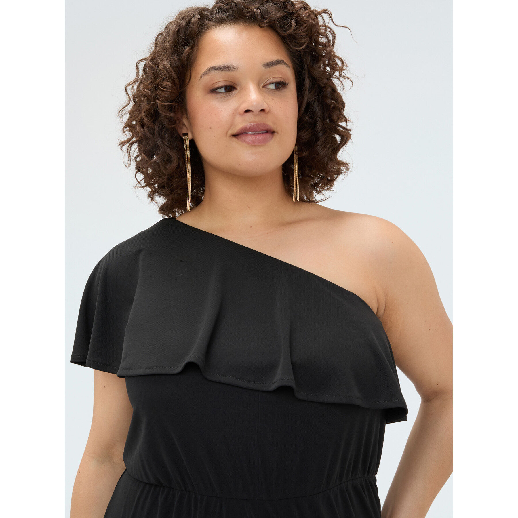 Fiorella Rubino - Vestido Dream asimétrico con volante - Negro
