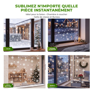 50 Stickers électrostatiques flocons - Autocollants adhésifs fenêtres noël - décoration fêtes