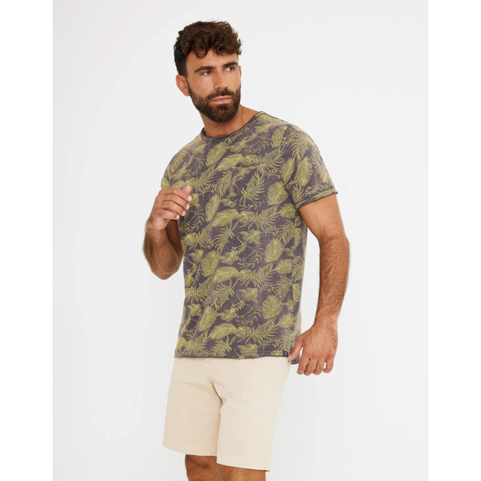 Camiseta Manga Corta Estampado Hojas - Mauicam