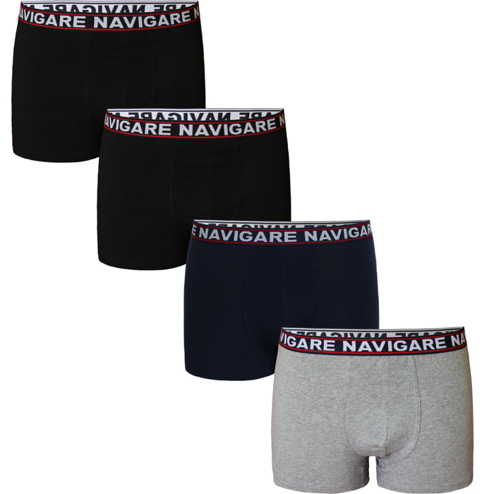 Boxer Uomo Navigare, Art.822 Assortito (2 Neri + 1 Blu + 1 Grigio) XL
