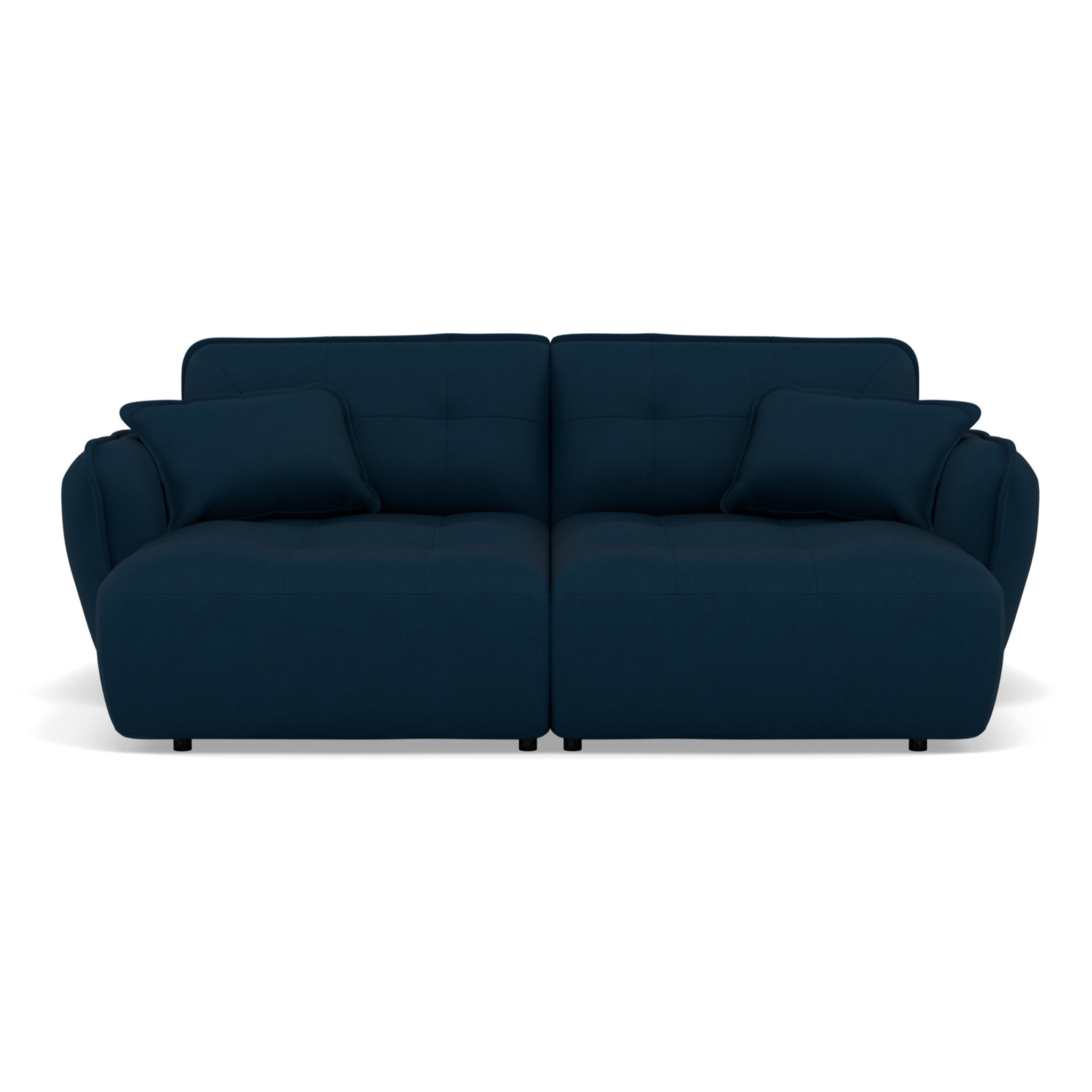 Thais - canapé droit 4 places avec double méridienne assise profonde en tissu texturé - Bleu