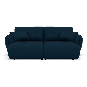 Thais - canapé droit 4 places avec double méridienne assise profonde en tissu texturé - Bleu
