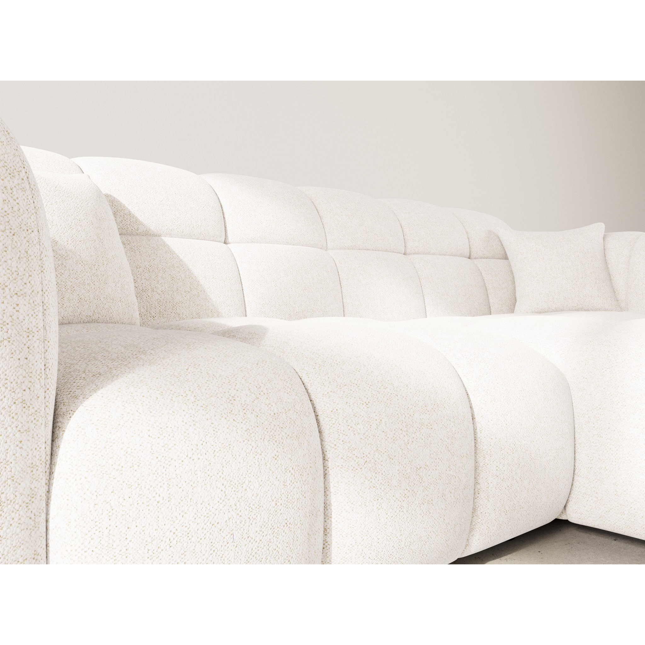 Mini Ray - Canapé d'angle droit 4 places en tissu texturé - Beige