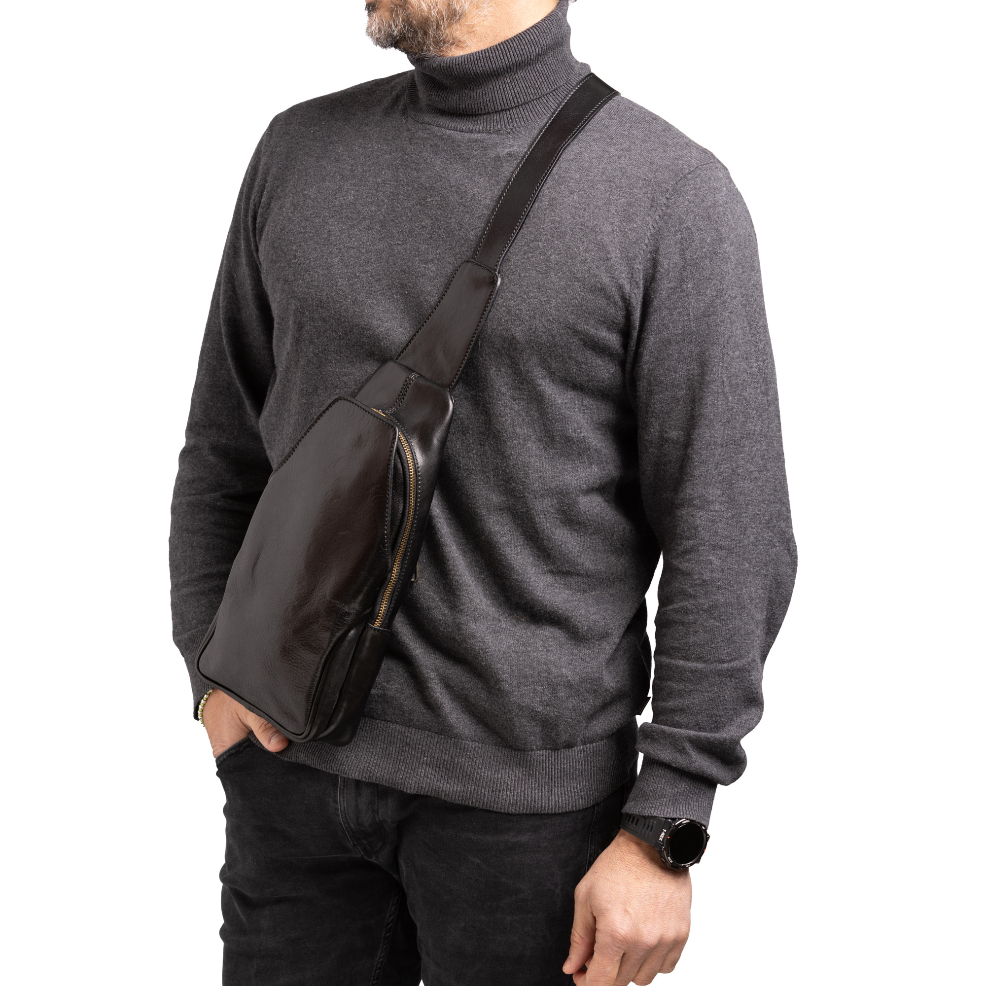 Marsupio  da uomo In Vera pelle Made in Italy 33x17x7 cm