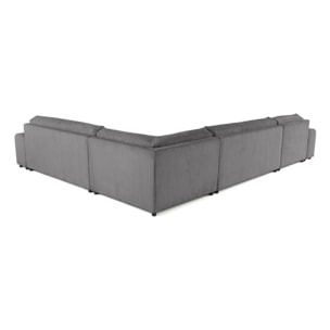 Garance - canapé modulable d'angle droit - 8 places - en velours côtelé - Gris foncé