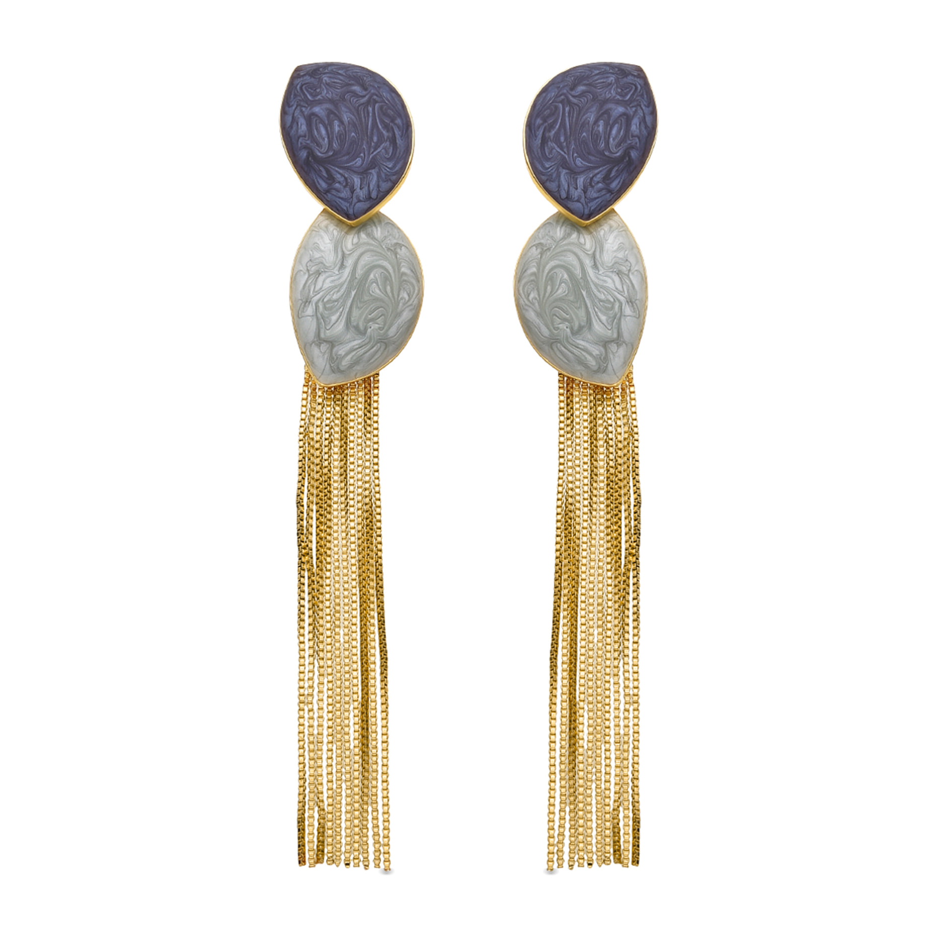 Pendientes con Lacado Azul acabado oro 18k