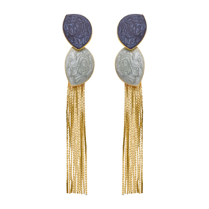 Pendientes con Lacado Azul acabado oro 18k