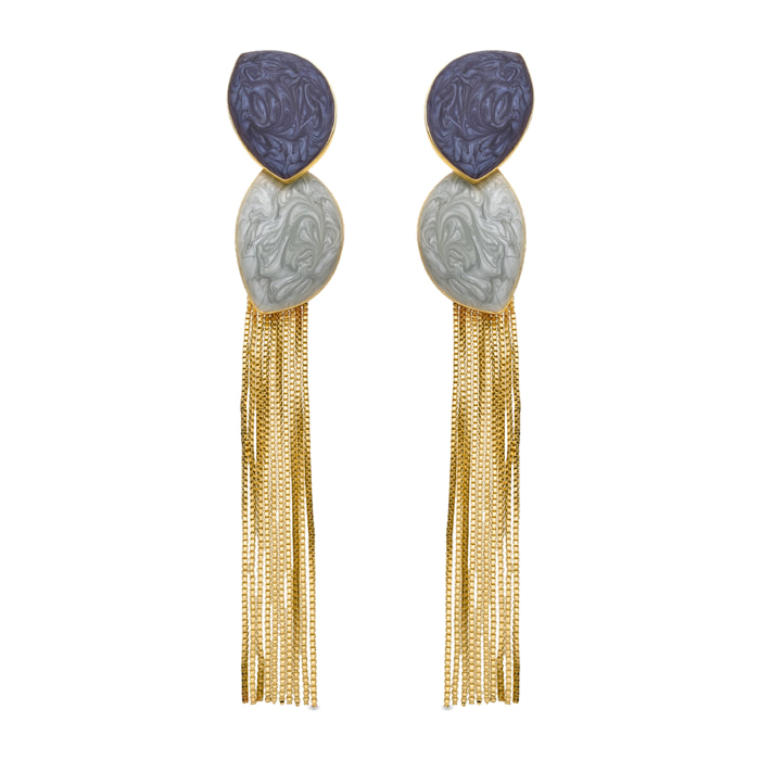 Pendientes con Lacado Azul acabado oro 18k